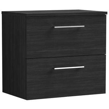 Nuie Arno Wall Hung Countertop Charcoal Black Vanity Unit with Worktop and Handles