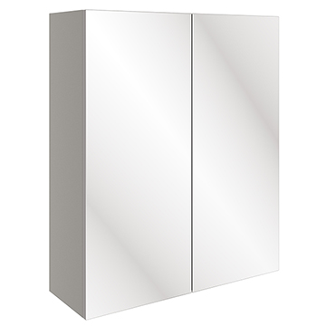 Joseph Miles Sadler Pearl Grey Gloss Wall Hung Mirror Cabinet 720mm High - Two Door