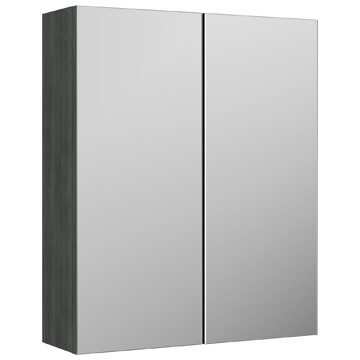 Nuie Arno Wall Hung Charcoal Black Mirror Cabinet 600 x 715mm - Two Door