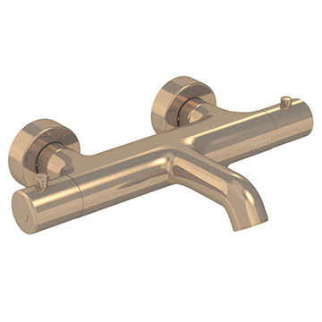 Saneux Cos Wall Mounted Brushed Bronze Thermostatic Bath Shower Mixer Tap - Knob Handles