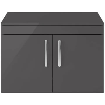 Nuie Athena Countertop 2 Door Wall Hung Vanity Unit and Handles - Ex-Display Dark Grey