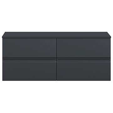 Hudson Reed Urban Wall Hung Double Basin Soft Black Vanity Unit with Worktop
