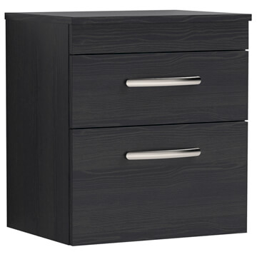 Nuie Athena Wall Hung Countertop Charcoal Black Vanity Unit with Worktop and Handles