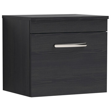 Nuie Athena Wall Hung Countertop Charcoal Black Vanity Unit with Worktop and Handle