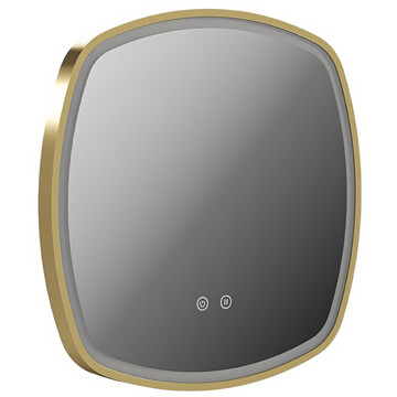 Vado Cameo Soft Square Brushed Brass LED Illuminated Mirror with Demister Pad