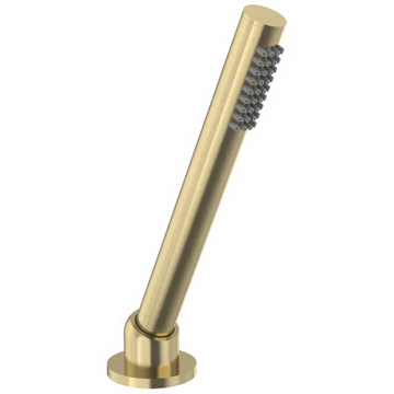 Roper Rhodes Round Brushed Brass Shower Handset Kit with Hose and Baseplate - Bath Mounted