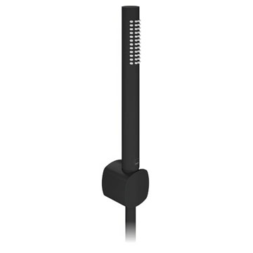 Vado Cameo Round Matt Black Shower Handset with Hose and Bracket - Single Spray Mode