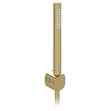 Vado Cameo Round Satin Brass Shower Handset with Hose and Bracket - Single Spray Mode