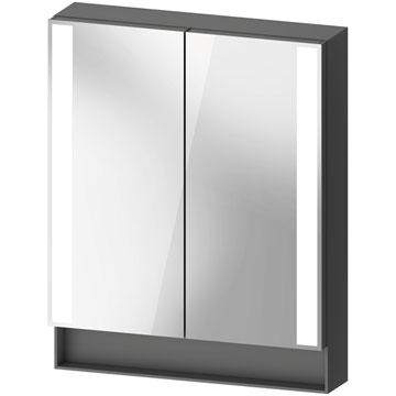 Duravit Qatego Matt Graphite Sensor Version Wall Hung Mirror Cabinet with LED Light 750mm High - 2 Door