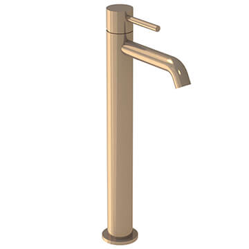 Saneux Cos Contemporary Brushed Bronze Tall Basin Mixer Tap with Curved Spout