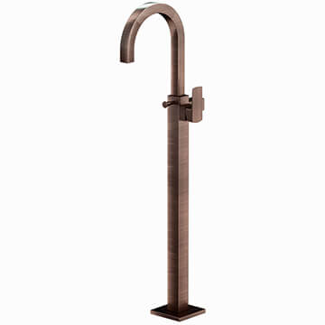 Jaquar Kubix Prime Antique Copper Floorstanding Bath Mixer Tap - Side Action Flat Handle