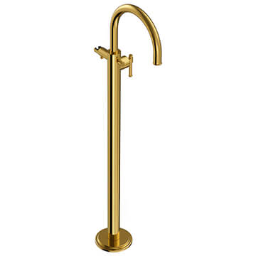 Jaquar Artize VIC Bright Gold Floorstanding Bath Mixer Tap - Side Action Stick Handle