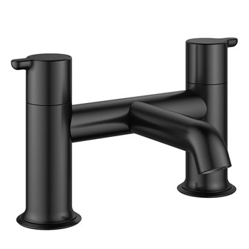 Flova Moonlight Bridge Matt Black Bath Mixer Tap - Flat Lever Handles and Spout