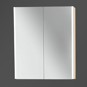 Miller City Wall Hung Cotton Cream Double Sided Mirrored Door Cabinet with Linear Light