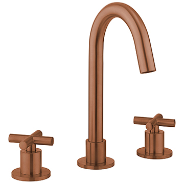 Crosswater MPRO 3 Hole Brushed Bronze Traditional Tall Basin Mixer Tap - Crosshead Handles
