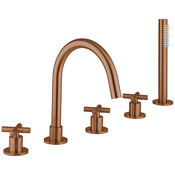 Crosswater MPRO 5 Hole Brushed Bronze Bath Mixer Tap with Shower Handset and Diverter
