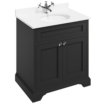 Burlington Freestanding Traditional Matt Black Vanity Unit with Handle - 786 x 820mm