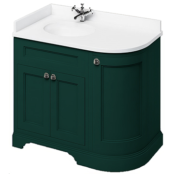Burlington Freestanding Curved Corner Vanity Unit Green