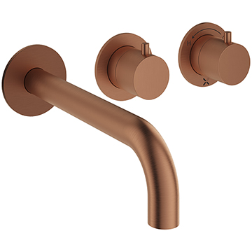 Crosswater MRPO 3 Hole Contemporary Brushed Bronze Bath Filler with Long Curved Spout