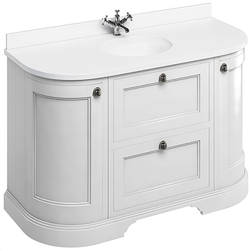 Burlington Curved Vanity Unit With Worktop And Basin White