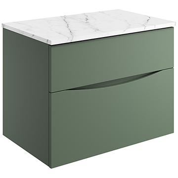 Crosswater Glide II Wall Hung Double Drawer Bathroom Unit Green
