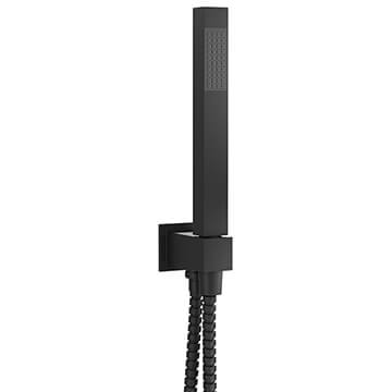 Crosswater Designer Matt Black Shower Handset with Wall Outlet and Hose