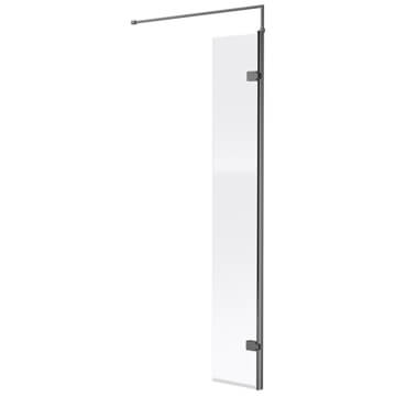 Nuie Frameless Wetroom Hinged Return Screen - Reversible - Aluminium Profile Dark Grey