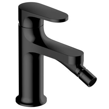 RAK Portofino Slim Bidet Mixer Tap with Directional Spout - Flat Handle Black