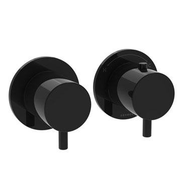 Sanuex COS 2-Way Concealed Satin Black Thermostatic Shower Ring Valve Kit with Handles