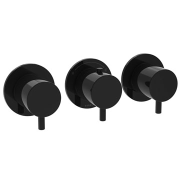 Sanuex COS 3-Way Satin Black Thermostatic Shower Ring Valve Kit with Handles