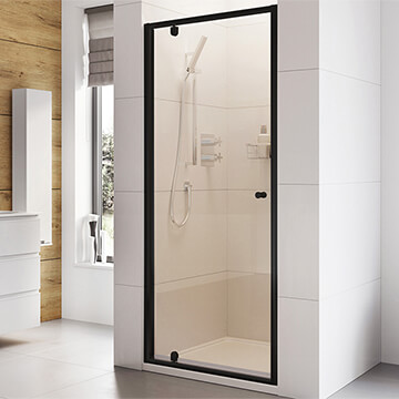 Roman Haven6 Matt Black Pivot Shower Door with Magnetic Seals - Reversible