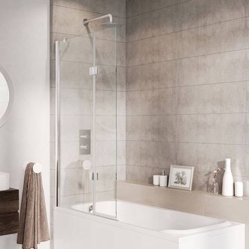 Roman Innov8 Frameless Outward Folding Hinged Bath Screen - Chrome - 910 x 1500mm