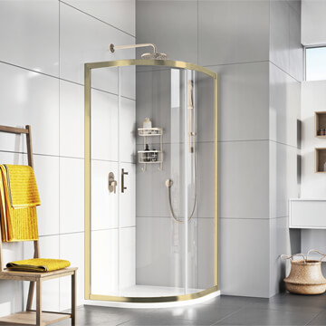 Roman Innov8 Brushed Brass Sliding Quadrant Shower Enclosure - 1 Door - 900 x 900mm