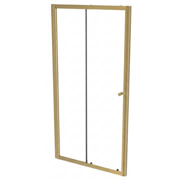 Roman Haven6 Brushed Brass Framed Sliding Shower Door - Reversible - Clear Glass