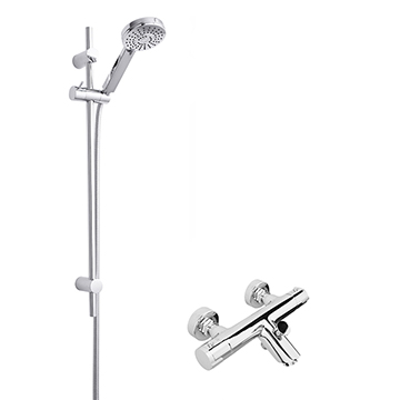 Nuie Chrome Thermostatic Bath Shower Mixer with Multi-Function Water Saving Shower Kit