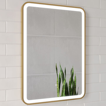 QS Basics Norma Brushed Brass Aluminium Frame Rectangular LED Illuminated Mirror - 500 x 700mm