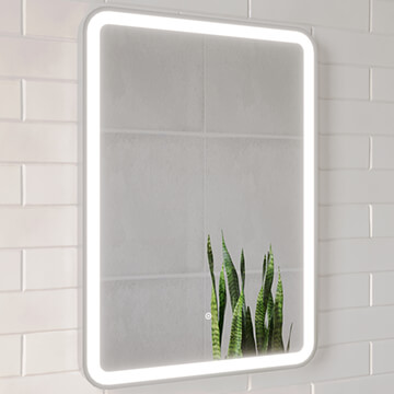 QS Basics Norma Rectangular LED Borderlit Mirror 500 x 700mm - Silver Aluminium Frame