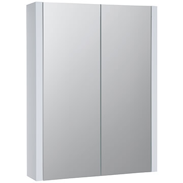Kartell K-Vit Purity White Wooden Wall Hung Mirror Cabinet 650mm High - Two Door