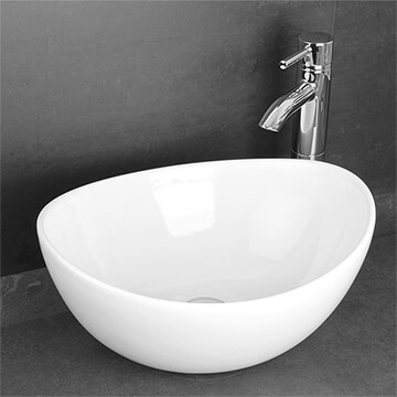 RAK Shell Sit-On Countertop Basin without Taphole - White - 395 x 325mm - Ex Display