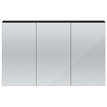 Hudson Reed Quartet Wall Hung Black Woodgrain Mirror Cabinet 1350 x 715mm - Three Door