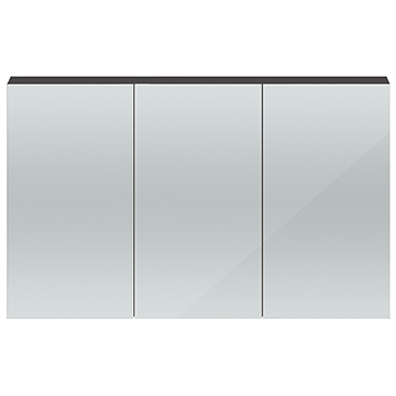 Hudson Reed Quartet Wall Hung Gloss Grey Mirror Cabinet 1350 x 715mm - Three Door
