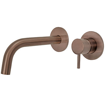 JTP VOS 2 Hole Contemporary Brushed Bronze Basin Mixer Tap - Stick Handle