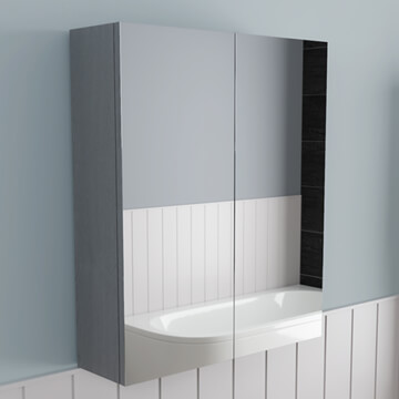 Joseph Miles Willard Grey Ash Wall Hung Mirror Cabinet 600 x 720mm - Two Door