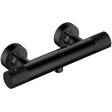 RAK Amalfi Exposed Round Thermostatic Matt Black Bar Shower Valve - 2 Controls