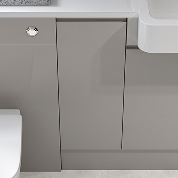 Joseph Miles Sadler Floorstanding Gloss Pearl Grey Slim Base Unit 720mm High - Single Door