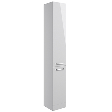 Joseph Miles Wilkes Grey Gloss Floorstanding Tall Bathroom Unit 350 x 1900mm - Reversible Doors