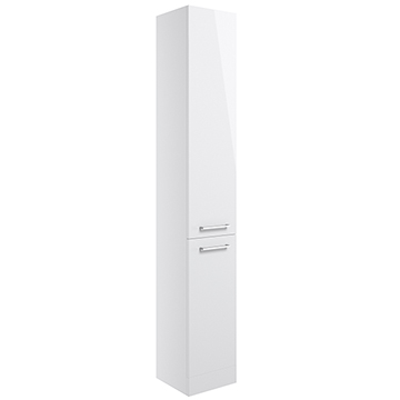 Joseph Miles Wilkes Gloss White Floorstanding Tall Bathroom Unit 350 x 1900mm - Reversible Doors