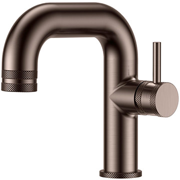 Joseph Miles Core Contemporary Monobloc Brushed Bronze Basin Mixer Tap - Curved Spout