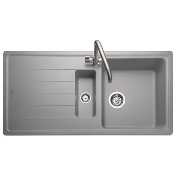 Rangemaster Elements Dove Grey Finish Igneous Granite Kitchen Sink 1000 x 500mm - 1.5 Bowl