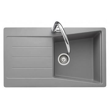 Rangemaster Mica Compact Igneous Granite Dove Grey Inset Kitchen Sink 860 x 500mm - One Bowl